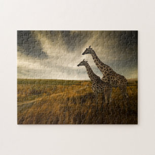 Giraffes en landschap legpuzzel