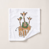 Giraffes Festive avec couronne Holly (Gant de toilette)