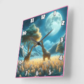 Giraffes grazen onder het maanlicht van Afrika Vierkante Klok (Hoek)