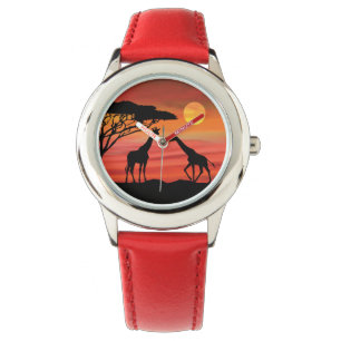 Giraffes in de Serenegrijnse zonnebank Horloge