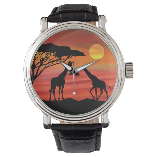 Giraffes in de Serengeti Horloge (Voorkant)