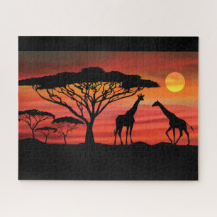 Giraffes in een Serengeti African Sunset Legpuzzel