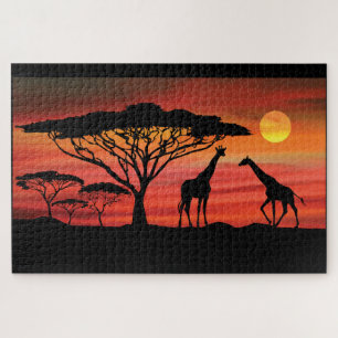 Giraffes in een Serengeti African Sunset Legpuzzel