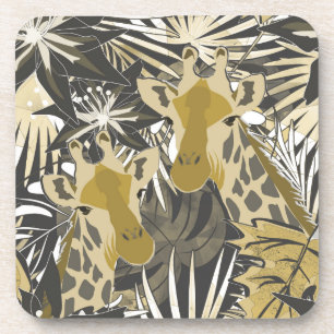 Giraffes in het nachtbos. bier onderzetter