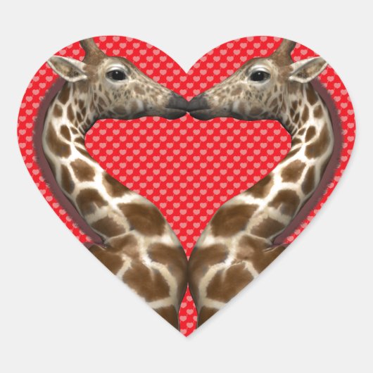 Giraffes in liefde hart sticker (Voorkant)