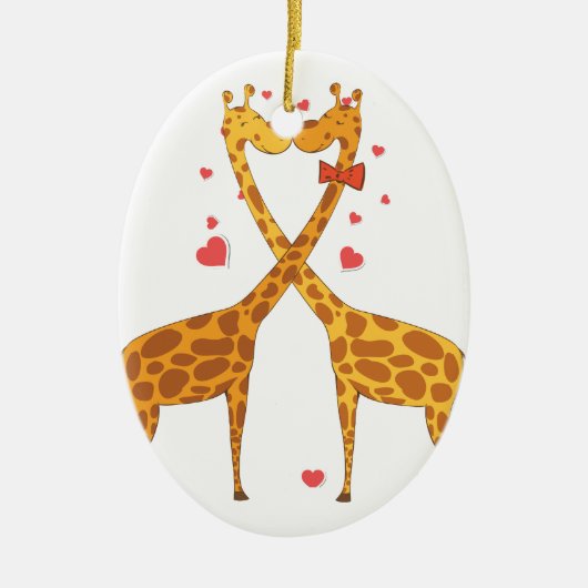 Giraffes in liefde keramisch ornament (Voorkant)