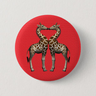 Giraffes in liefde ronde button 5,7 cm