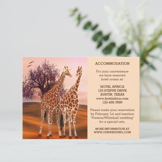 Giraffes Kaart voor een bruiloft of accommodatie (Staand voorkant)