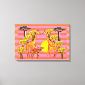 Giraffes, kameel en een vogeldoek canvas afdruk (Voorkant)