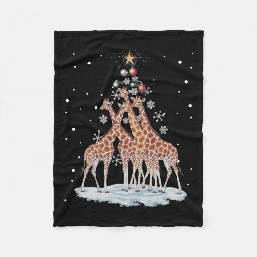 Giraffes Kerstboom Giraffe Kerstboom Merry Ch Fleece Deken (Voorkant)