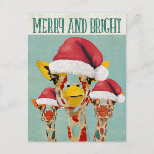 Giraffes kerstBriefkaart Feestdagenkaart