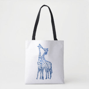 Giraffes kus tekening all-over-print Canvas tas