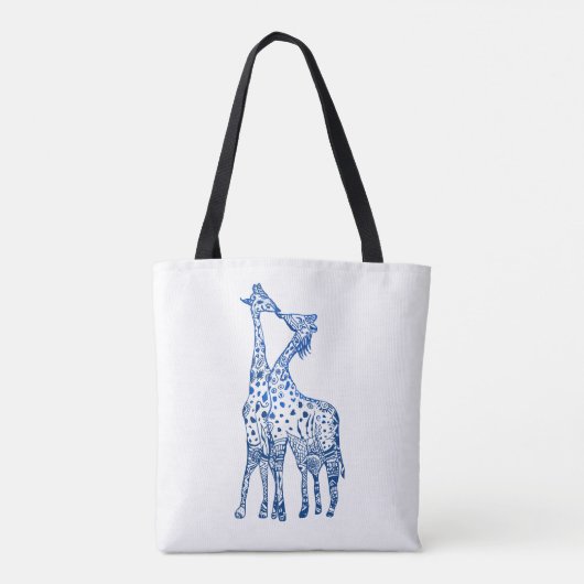 Giraffes kus tekening all-over-print Canvas tas (Achterkant)