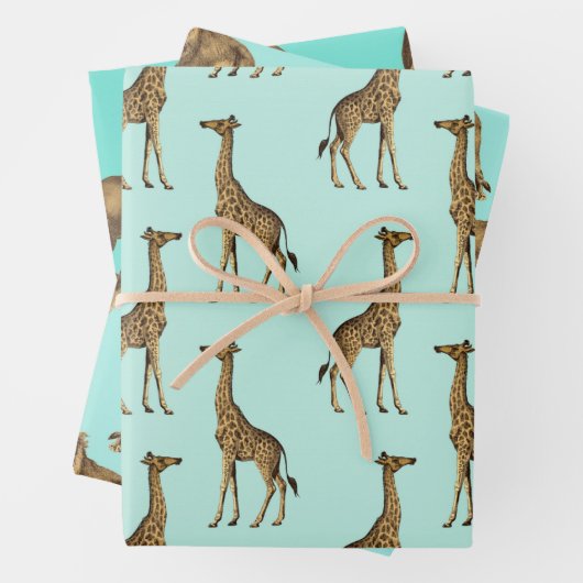 Giraffes, leeuwen en olifanten inpakpapier vel (In situ)