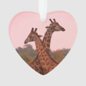 Giraffes met een roze lucht ornament (voorkant)