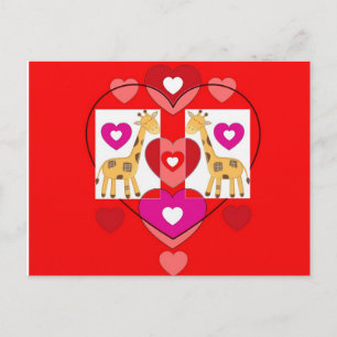 Giraffes met harten. briefkaart