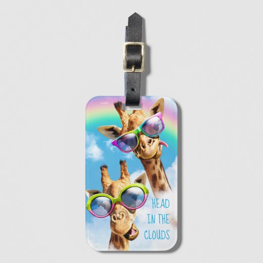 Giraffes met zonnebril bagagelabel (Voorkant (verticaal))