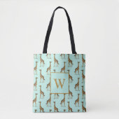 Giraffes Monogram Initiaal Draagtas (Voorkant)
