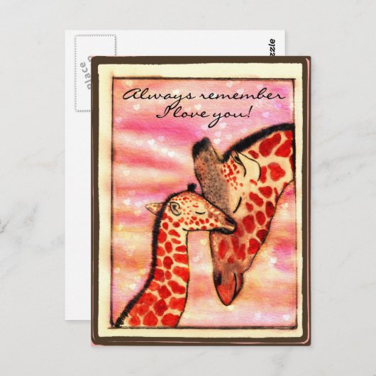 Giraffes: "Onthoud altijd dat ik van je hou!" Briefkaart (Voorkant / Achterkant)