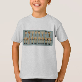 Giraffes op blauw t-shirt