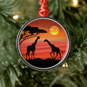 Giraffes op de Sondst van Serengeti Metalen Ornament