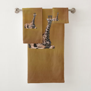 Giraffes op zonsbruin bad handdoek
