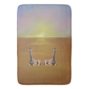 Giraffes op zonsbruin badmat
