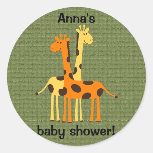 Giraffes orange et jaune sur Sticker vert (Devant)