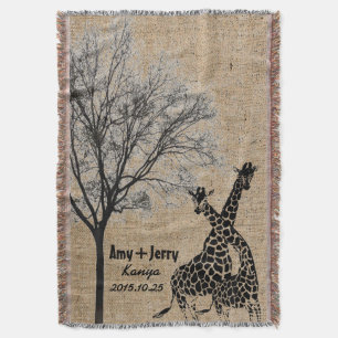 Giraffes paar liefde gepersonaliseerde huwelijksca deken