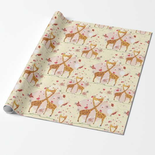 Giraffes paren cadeaupapier (Uitgerold)