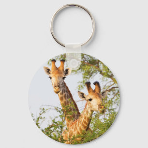 Giraffes Peeking Above Vegetation Sleutelhanger