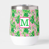 Giraffes Pink Vert Tropical Monogramme (Avant)