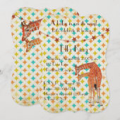 Giraffes Retro Baby Uitnodiging (Voorkant / Achterkant)