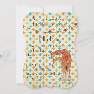 Giraffes Retro Baby Uitnodiging