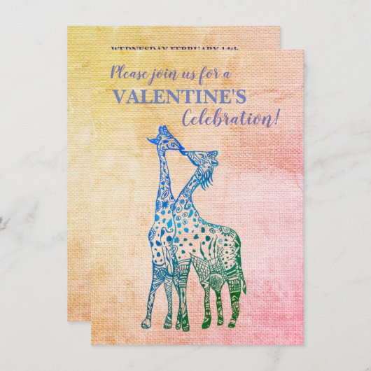 Giraffes Rustique Valentine Invitation (Devant / Derrière)