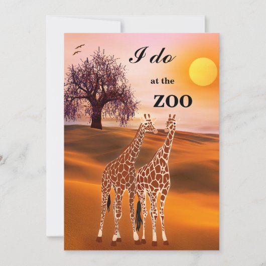 Giraffes Safari Zoo Faire-part de mariage (Devant)