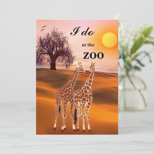 Giraffes Safari Zoo Faire-part de mariage (Debout devant)