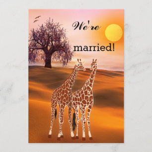 Giraffes Safari Zoo Post Wedding Invitation Kaart
