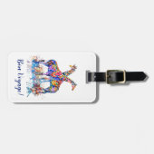 Giraffes voor kleurrijke regenboog Waterverf Bagagelabel (Voorkant horizontaal)