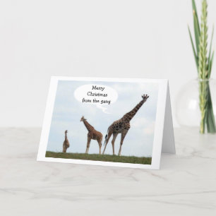 GIRAFFES ZEGGEN "VROLIJK KERSTFEEST VAN DE BENDE" FEESTDAGEN KAART