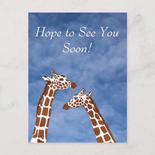 Giraffes zien je snel briefkaart (Voorkant)