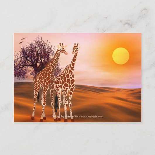 Giraffes Zoo Mariage Insertion ou carte d'hébergem (Dos)