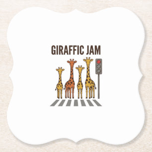 Giraffic Jam Grappige Giraffe Oversteekplaats Vint Kartonnen Onderzetters