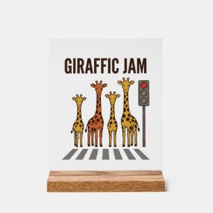 Giraffic Jam Grappige Giraffe Overstekend Vintage Acryl Bord