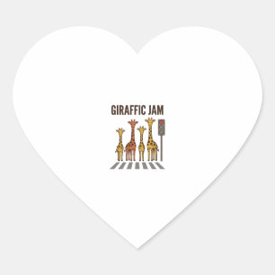 Giraffic Jam Grappige Giraffe Overstekend Vintage Hart Sticker