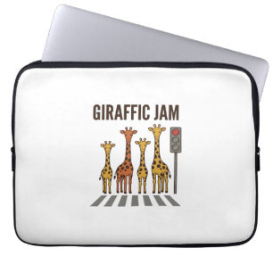 Giraffic Jam Grappige Giraffe Overstekend Vintage Laptop Sleeve