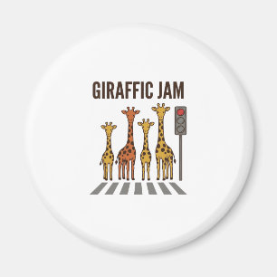 Giraffic Jam Grappige Giraffe Overstekend Vintage  Magneet
