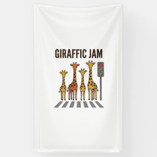 Giraffic Jam Grappige Giraffe Overstekend Vintage  Spandoek