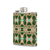 girale mode kunst deco goudgroen heupfles (Links)