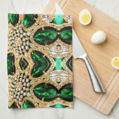 girale mode kunst deco goudgroen theedoek (Quarter Fold)